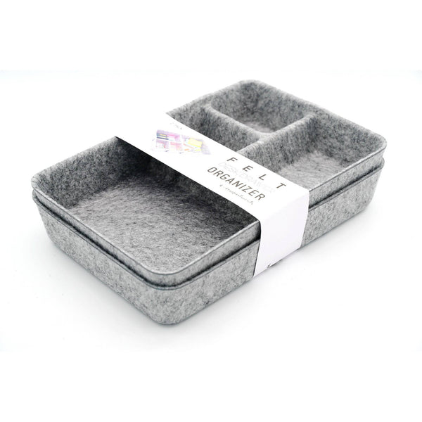 Welaxy storage & organize Gray x 2 Welaxy Desk Drawer organzier trays with 4-compartments
